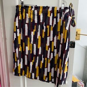 Knee length brush stroke COS wrap skirt size 10